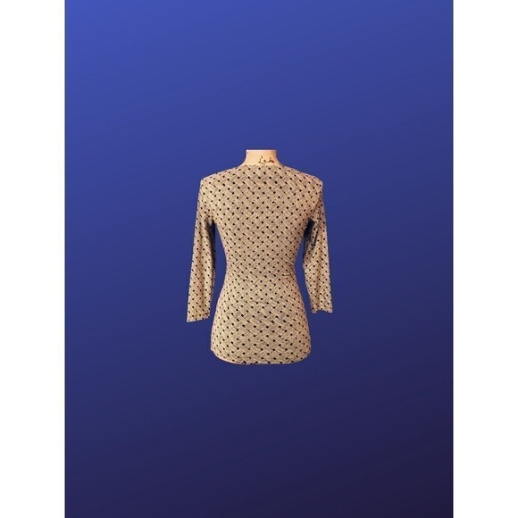 ANN TAYLOR LOFT SurpliceV-Neck Wrap Top, BROWN/CREAM BASKET WEAVE, Size XS, NWOT - Picture 2 of 9